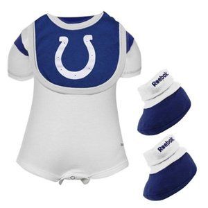 NEW! Baby NFL Reebok INDIANAPOLIS COLTS Creeper Bib Booties Outfit 18 24